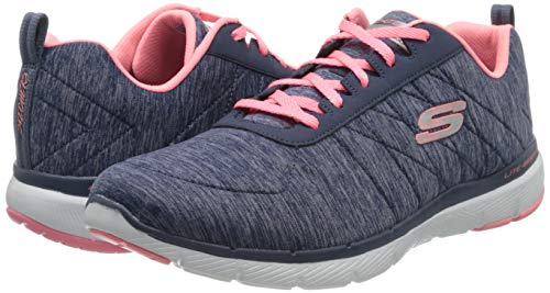 Skechers Flex Appeal 3.0-Insiders, Zapatillas Deportivas Mujer, Multicolor (NVCL Black & Gray Mesh/Black Trim), 41 EU