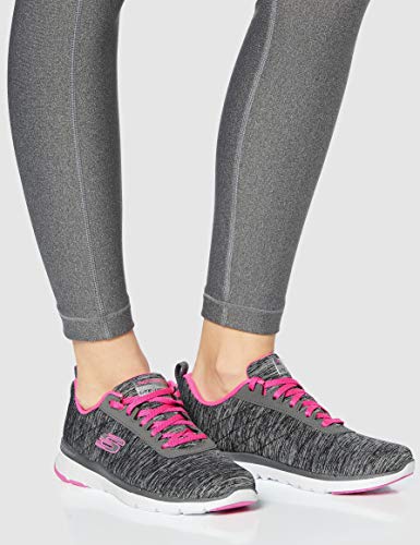 Skechers Flex Appeal 3.0-Insiders, Zapatillas Mujer, Gris (BKHP Black & Gray Mesh/Black Trim), 38.5 EU