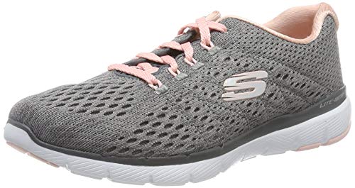 Skechers Flex Appeal 3.0-Satellites, Zapatillas Mujer, Gris (CCPK Black Mesh/Trim), 39 EU