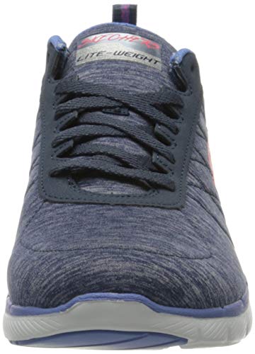Skechers Flex Appeal 3.0, Zapatillas Mujer, Azul (Navy Mesh/Pink & Purple Trim Nvmt), 37.5 EU