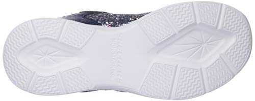 Skechers Glimmer Kicks N' Glow, Zapatillas Deportivas de Estilo Casual con Cordones Elásticos Niñas, Multicolor (NVLV Black Rock Glitter/Pink & Mint Trim), 27 EU