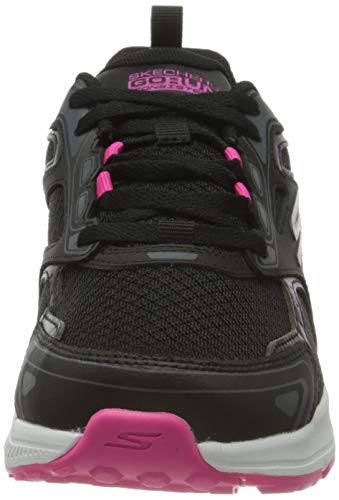 Skechers Go Run Consistent, Zapatillas Mujer, Negro (Black Leather/Synthetic/Pink Trim/Textile Bkpk), 37 EU