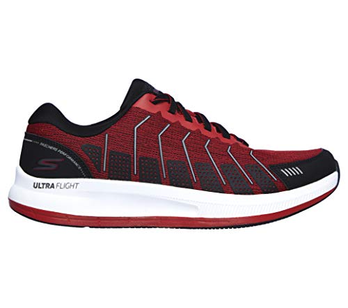 Skechers GO Run Pulse, Zapatillas Hombre, Ribete Negro sintético Rojo, 45.5 EU