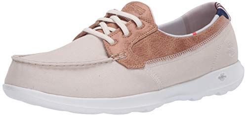 Skechers GO Walk Lite, Zapatillas Mujer, Beige Natural Textile Trim Nat, 40 EU