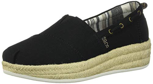 Skechers Highlights 2.0 Yacht Master, Zapatillas sin Cordones Mujer, Negro Negro Lona Negro, 38 EU