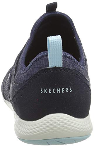 Skechers Lolow, Zapatillas Mujer, Azul (Navy Heather Mesh/Durabuck/Hot Melt/Light Blue Trim Nvlb), 37 EU