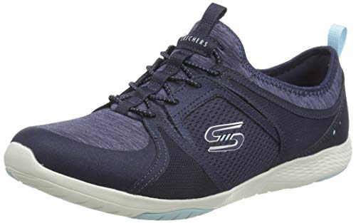 Skechers Lolow, Zapatillas Mujer, Azul (Navy Heather Mesh/Durabuck/Hot Melt/Light Blue Trim Nvlb), 37 EU