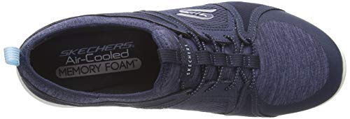 Skechers Lolow, Zapatillas Mujer, Azul (Navy Heather Mesh/Durabuck/Hot Melt/Light Blue Trim Nvlb), 37 EU