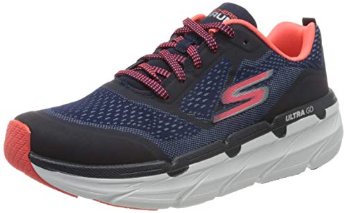 Skechers MAX Cushioning Premier, Zapatillas sin Cordones Mujer, Blue Nvy Textil Sintético Pnk Trim Nvpk, 38 EU
