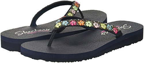 Skechers Meditation-Daisy Delight, Chanclas Mujer, Multicolor (NVY Black Mitobuck/Plastic Bead Trim), 40 EU