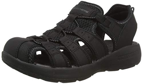 Skechers Melbo-Journeyman 2, Sandalias de Gladiador Hombre, Negro (BBK Black Leather/Mesh/Trim), 42 EU