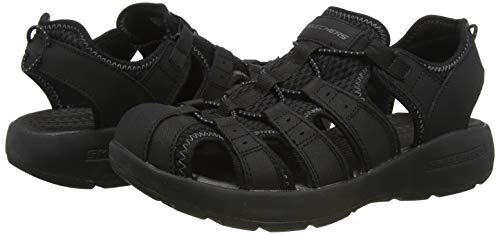 Skechers Melbo-Journeyman 2, Sandalias de Gladiador Hombre, Negro (BBK Black Leather/Mesh/Trim), 42 EU