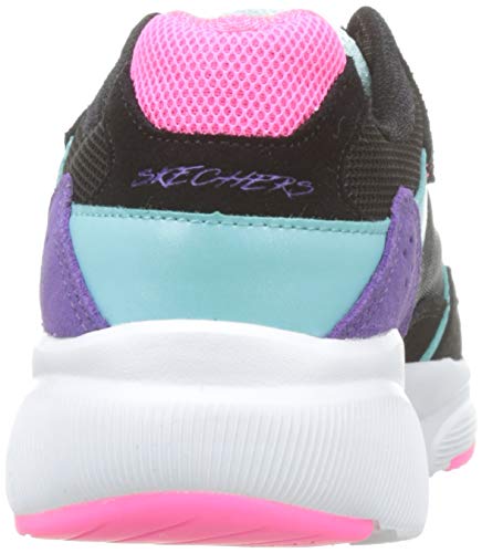 Skechers Meridian-No Worries, Zapatillas Mujer, Negro (BKMT Navy Leather/Mesh/Multi Trim), 38 EU