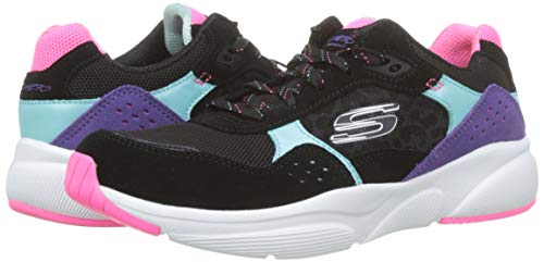 Skechers Meridian-No Worries, Zapatillas Mujer, Negro (BKMT Navy Leather/Mesh/Multi Trim), 38 EU