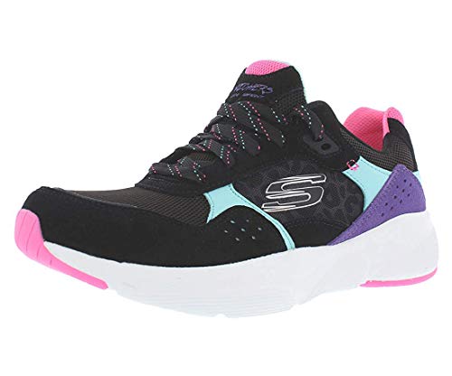 Skechers Meridian-No Worries, Zapatillas Mujer, Negro (BKMT Navy Leather/Mesh/Multi Trim), 38 EU