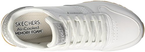 Skechers OG 85-Old School Cool, Zapatillas Mujer, Multicolor (Wht Black Duraleather/Silver Glitter Trim), 36 EU
