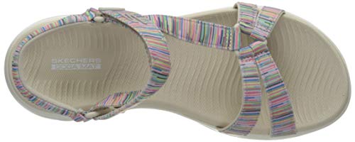Skechers On-The-go 600, Sandalias de Punta Descubierta Mujer, Multicolor (Nat/Multi Textile Ntmt), 37 EU