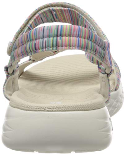 Skechers On-The-go 600, Sandalias de Punta Descubierta Mujer, Multicolor (Nat/Multi Textile Ntmt), 40 EU