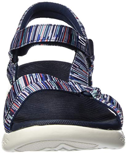 Skechers On-The-go 600, Sandalias de Punta Descubierta Mujer, Multicolor (Navy/Multi Textile Nvmt), 39 EU