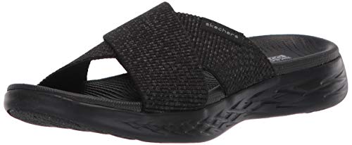 Skechers On-The-go 600, Sandalias de Punta Descubierta Mujer, Negro (Black Textile BBK), 39 EU