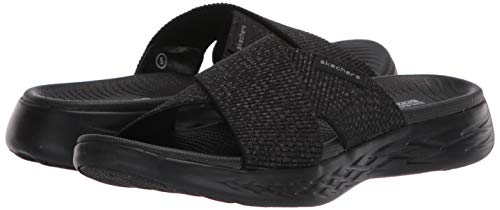 Skechers On-The-go 600, Sandalias de Punta Descubierta Mujer, Negro (Black Textile BBK), 41 EU