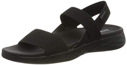 Skechers On-The-go 600, Sandalias de Talón Abierto Mujer, Negro (Black Textile BBK), 41 EU