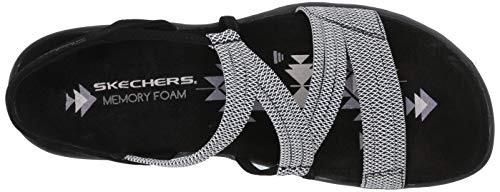 Skechers Reggae - Sandalia fina para mujer, Blanco (Negro/Blanco), 39 EU
