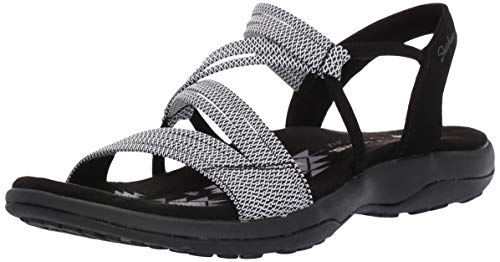 Skechers Reggae - Sandalia fina para mujer, Blanco (Negro/Blanco), 39 EU