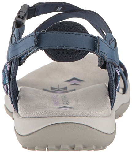 Skechers Reggae Slim-Vacay, Sandalias de Talón Abierto Mujer, Multicolor (NVY Black Duraleather/Webbing), 36 EU