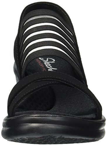 Skechers Rumblers-Solar Burst, Sandalias de Punta Descubierta Mujer, Negro (BBK Black Mitobuck/Stretch Gore Trim), 41 EU