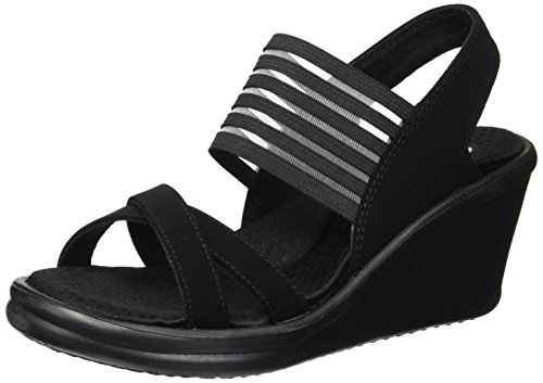Skechers Rumblers-Solar Burst, Sandalias de Punta Descubierta Mujer, Negro (BBK Black Mitobuck/Stretch Gore Trim), 41 EU