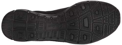 Skechers Seager-Power Hitter, Merceditas Mujer, Negro (BBK Black Flat Knit), 38.5 EU