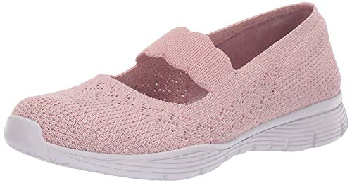 Skechers Seager-Power Hitter, Merceditas Mujer, Rosado (Ros Black Flat Knit), 41 EU
