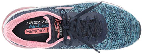 Skechers Skech-Air Element 2.0-Dance T, Zapatillas Mujer, Azul (Navy & Blue Knit Mesh/Hot Pink Trim Nvhp), 39 EU