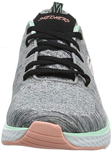 Skechers Solar Fuse-Brisk Escape, Zapatillas Mujer, Multicolor (GYMT Black Knit Mesh/Lime & Light Blue Trim), 37 EU