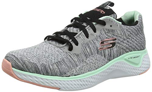 Skechers Solar Fuse-Brisk Escape, Zapatillas Mujer, Multicolor (GYMT Black Knit Mesh/Lime & Light Blue Trim), 37 EU