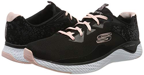 Skechers Solar Fuse-Radiant Sun, Zapatillas Deportivas Mujer, Negro (BKPK Black Leather/Mesh/Pink Trim), 37 EU