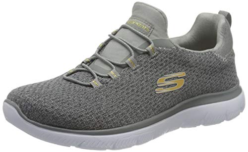 Skechers Summits-Bright Bezel, Zapatillas Mujer, Multicolor (GRY Black Knit/Silver Trim), 36.5 EU
