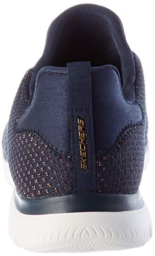 Skechers Summits-Bright Bezel, Zapatillas Mujer, Multicolor (NVGD Black Knit/Silver Trim), 36.5 EU