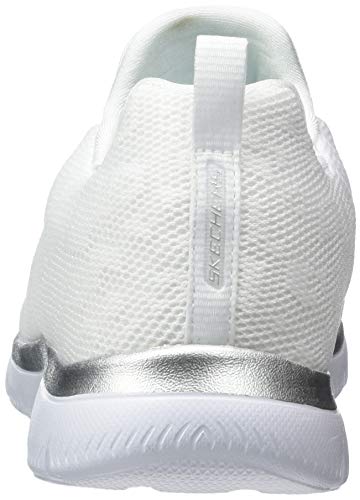 Skechers Summits Leopard Spot, Zapatillas Mujer, White Mesh/Silver Trim, 38 EU