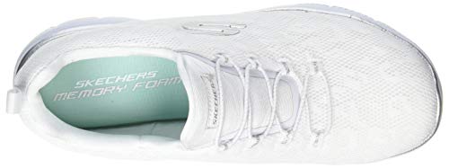 Skechers Summits Leopard Spot, Zapatillas Mujer, White Mesh/Silver Trim, 38 EU