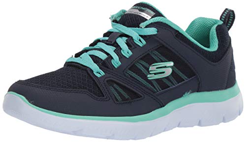 Skechers Summits-New World, Zapatillas Mujer, Multicolor (NVTQ Black Leather/Mesh/Black Trim), 38 EU