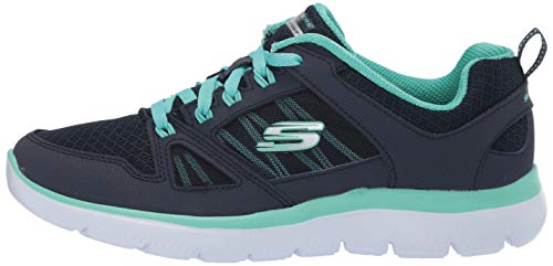 Skechers Summits-New World, Zapatillas Mujer, Multicolor (NVTQ Black Leather/Mesh/Black Trim), 38 EU