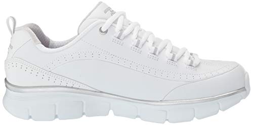 Skechers Synergy 3.0, Zapatillas Mujer, Blanco (White Leather/Silver Trim #Yellow WSL), 39 EU