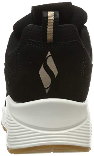 Skechers Uno- Two For The Show, Zapatillas Mujer, Negro (BLK Black Suede #S), 40 EU