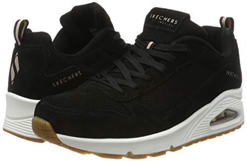 Skechers Uno- Two For The Show, Zapatillas Mujer, Negro (BLK Black Suede #S), 40 EU