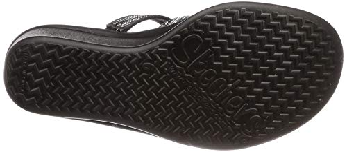Skechers Women's Rumblers-Mega Flash-Rhinestone Multi Strap Wedge Slide Sandal