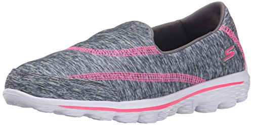 SkechersGo Walk 2 Relay - Zapatillas de running chica, Grey (Grey Hot Pink), 31 EU (12.5 UK)