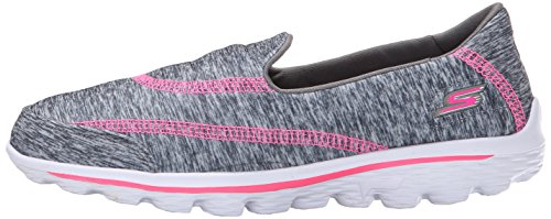 SkechersGo Walk 2 Relay - Zapatillas de running chica, Grey (Grey Hot Pink), 31 EU (12.5 UK)
