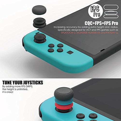 Skull & Co. Skin, CQC and FPS Thumb Grip Set Joystick Cap Analog Stick Cap for Nintendo Switch Joy-con Controller - Yellow+Blue [Fortnite Season Special], 3 Pairs(6pcs)